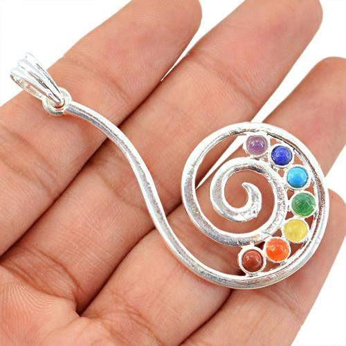 gemsmore:Natural Designer Seven Chakra Healing Pendant