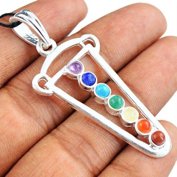 gemsmore:Natural Designer Seven Chakra Healing Pendant