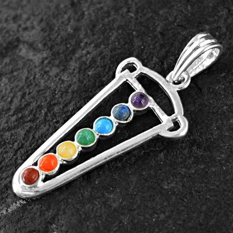 gemsmore:Natural Designer Seven Chakra Healing Pendant