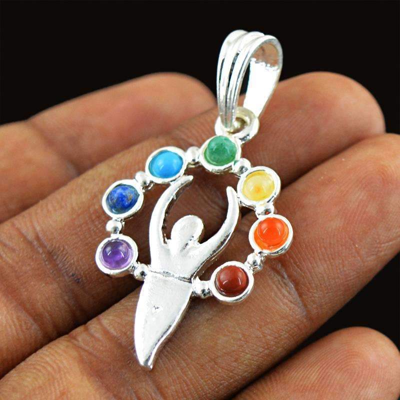 gemsmore:Natural Designer Seven Chakra Healing Pendant