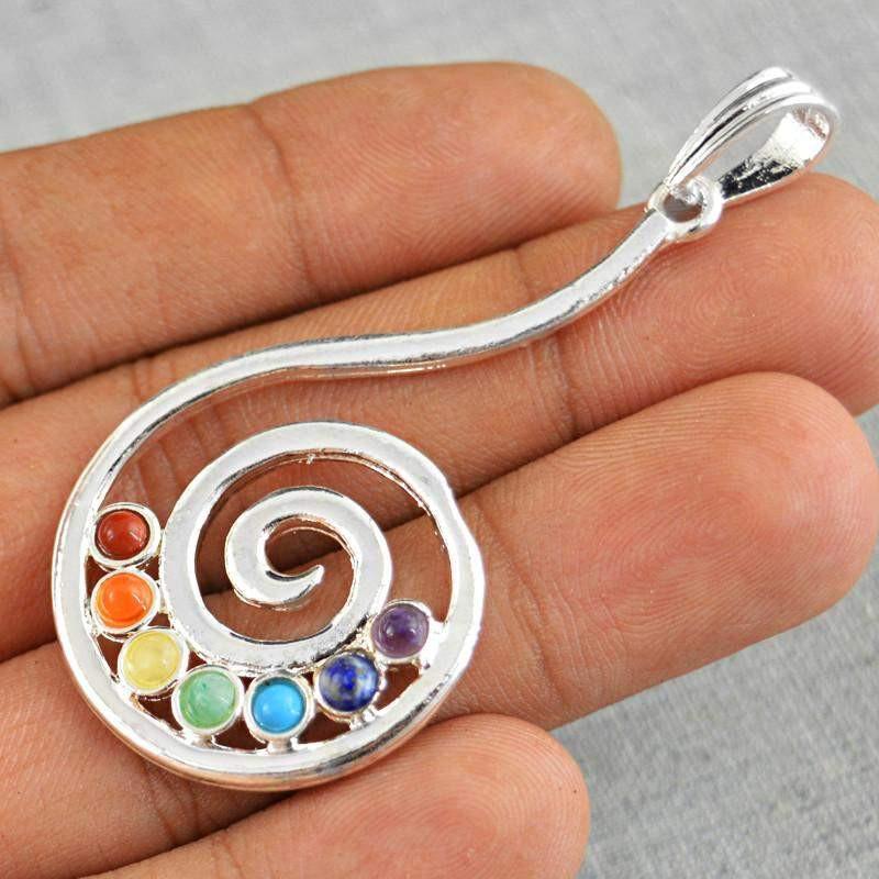 gemsmore:Natural Designer Seven Chakra Pure Healing Pendant