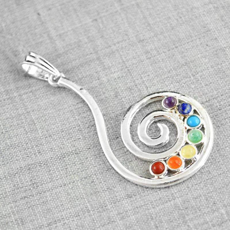 gemsmore:Natural Designer Seven Chakra Pure Healing Pendant