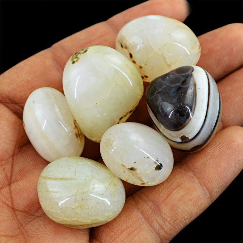 gemsmore:Natural Drilled Agate Untreated Beads Lot