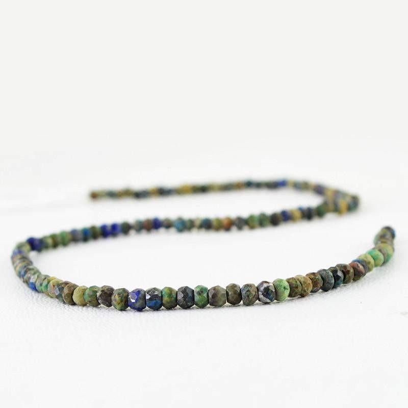 gemsmore:Natural Drilled Azurite Round Faceted Beads Strand