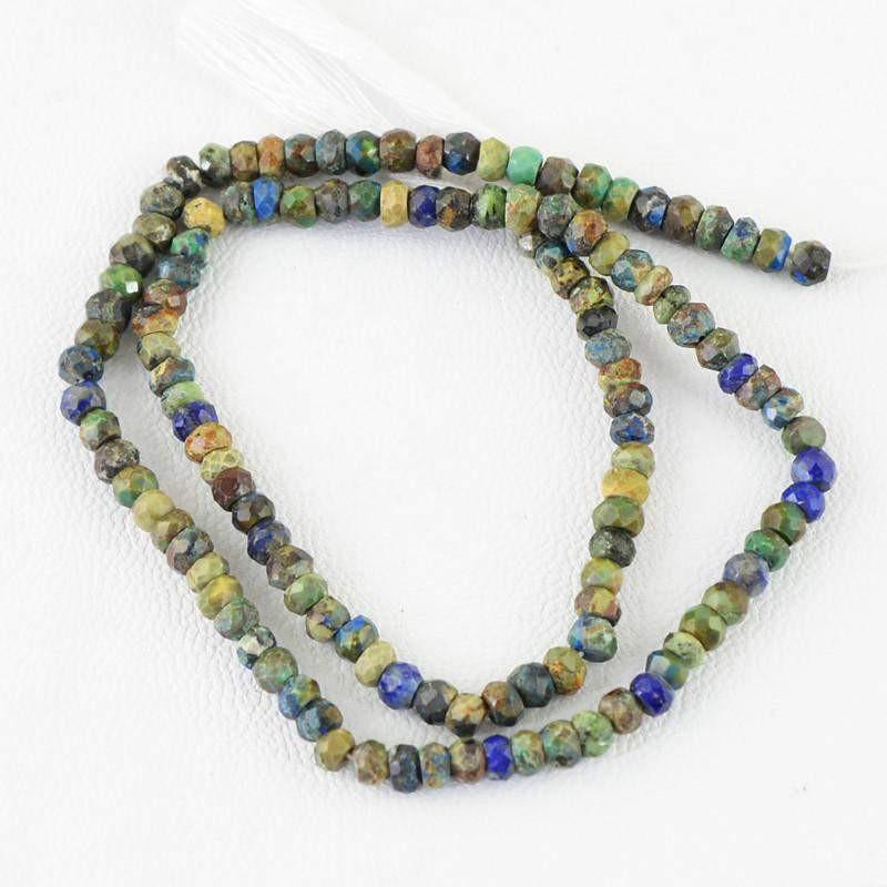 gemsmore:Natural Drilled Azurite Round Faceted Beads Strand