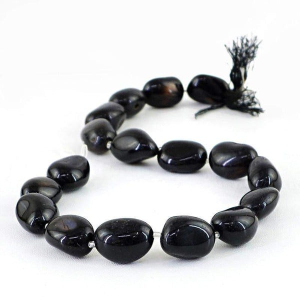 gemsmore:Natural Drilled Black Onyx Beads Strand