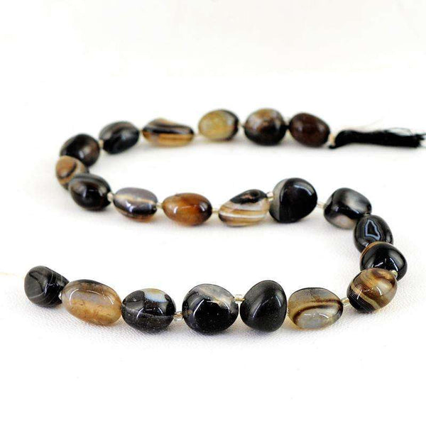 gemsmore:Natural Drilled Black Onyx Beads Strand