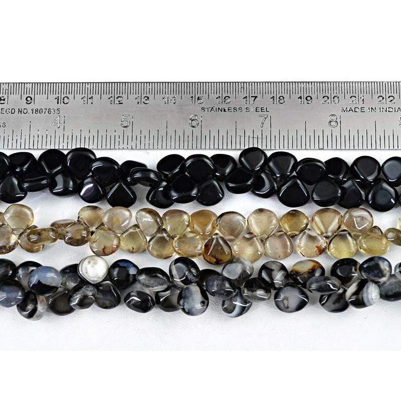 gemsmore:Natural Drilled Black Onyx & Smoky Quartz Beads Strands