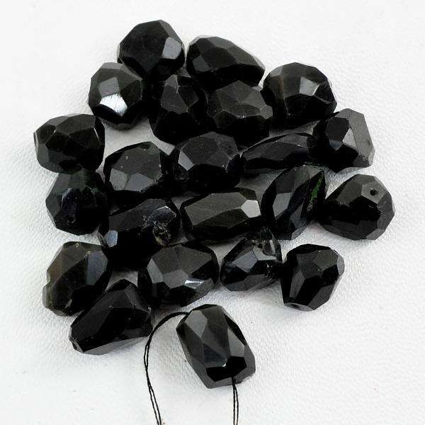 gemsmore:Natural Drilled Black Spinel Beads Lot - Faceted