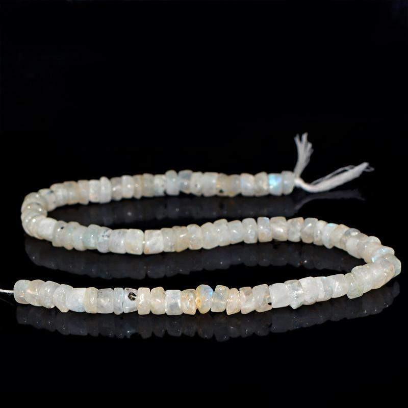 gemsmore:Natural Drilled Blue Flash Moonstone Beads Strand