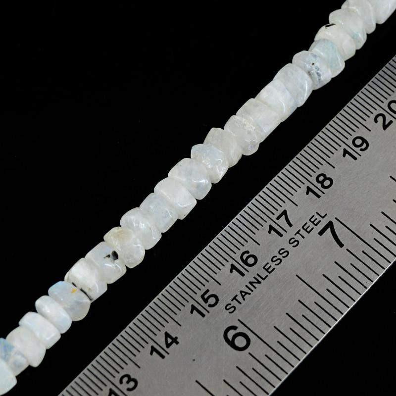 gemsmore:Natural Drilled Blue Flash Moonstone Beads Strand