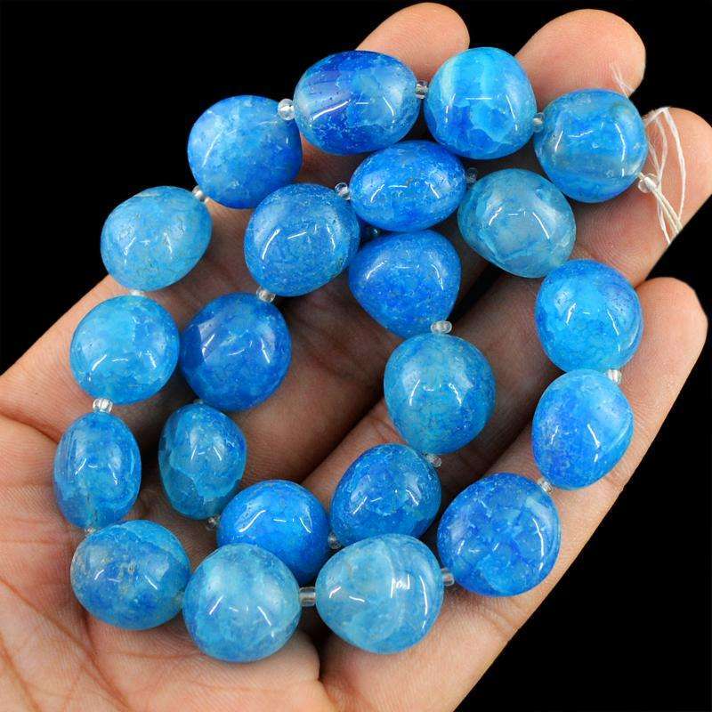 gemsmore:Natural Drilled Blue Onyx Beads Strand - Untreated