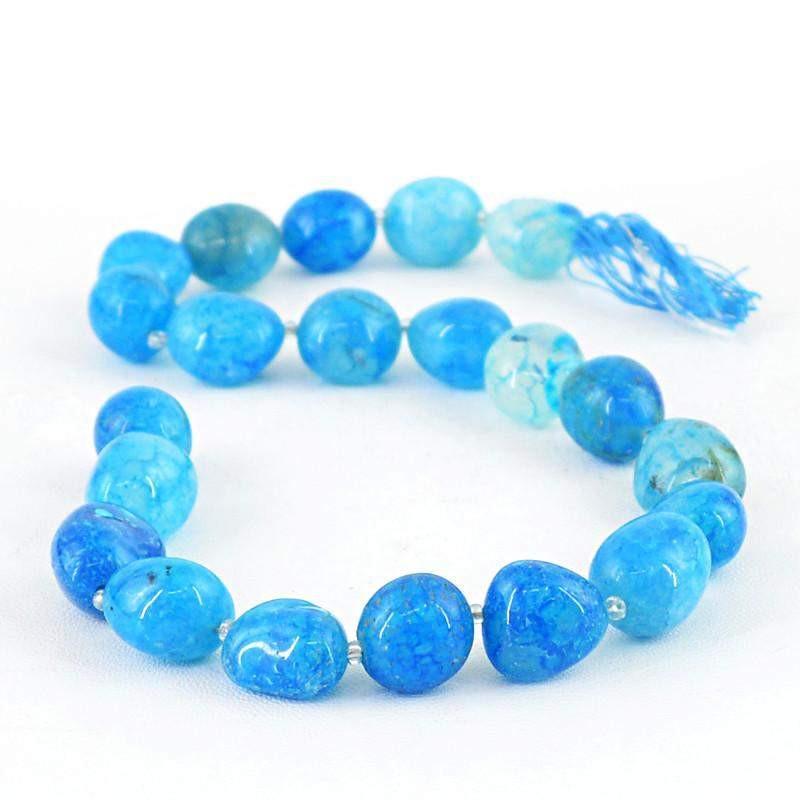 gemsmore:Natural Drilled Blue Onyx Beads Strand