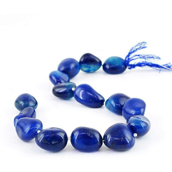 gemsmore:Natural Drilled Blue Onyx Beads Strand