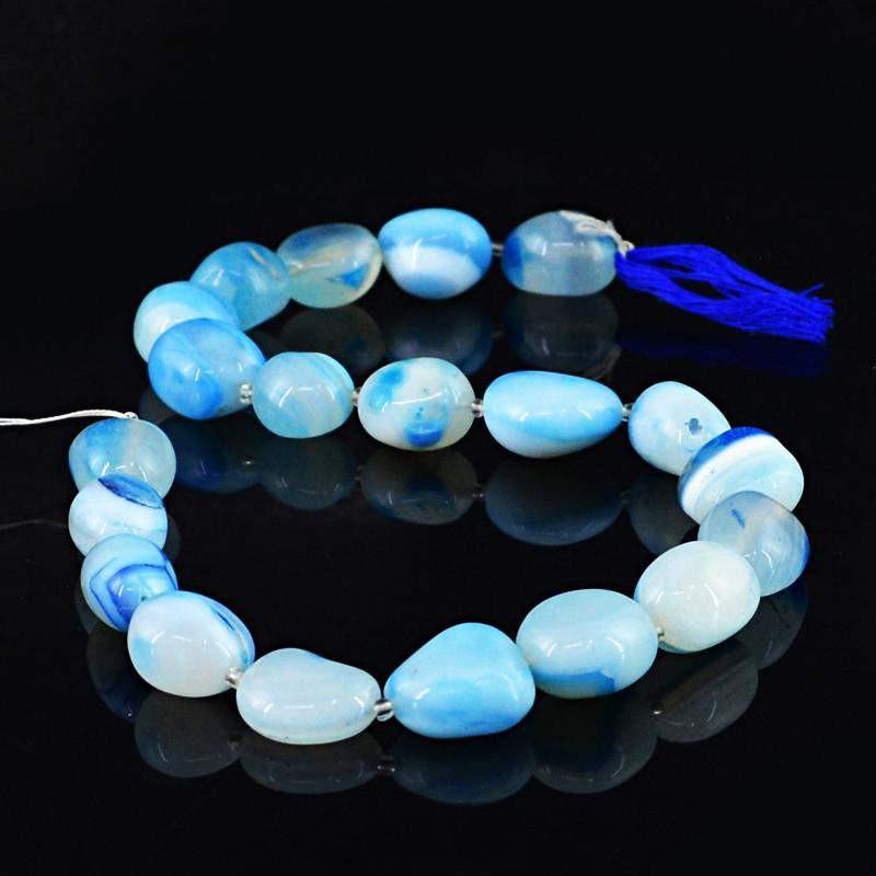 gemsmore:Natural Drilled Blue Onyx Beads Strand