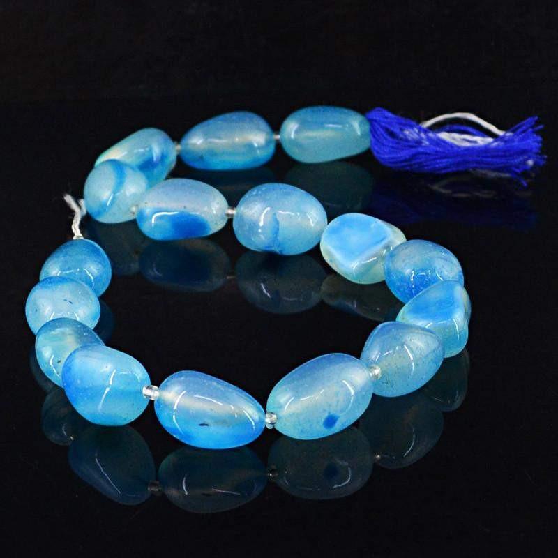 gemsmore:Natural Drilled Blue Onyx Beads Strand