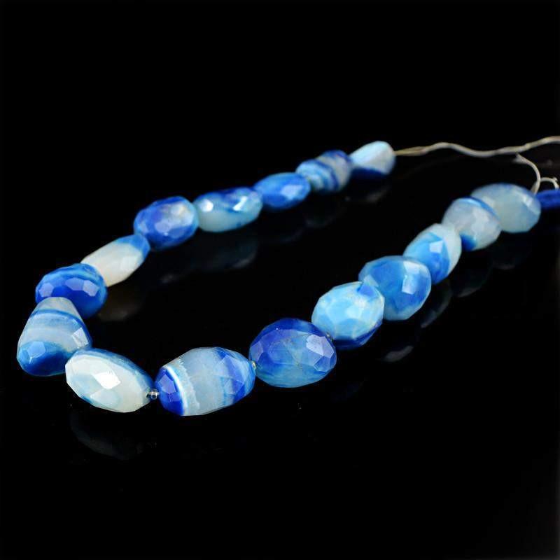 gemsmore:Natural Drilled Blue Onyx Beads Strand