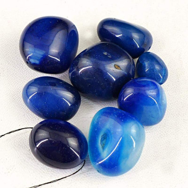gemsmore:Natural Drilled Blue Onyx Untreated Beads Lot