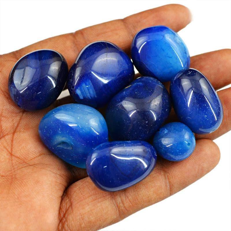 gemsmore:Natural Drilled Blue Onyx Untreated Beads Lot