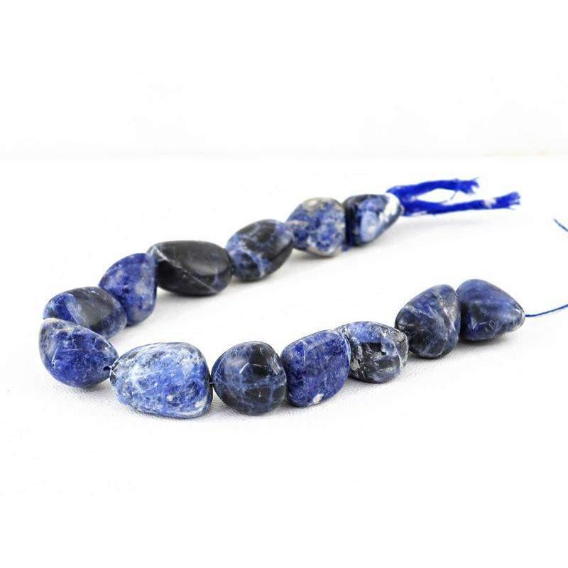 gemsmore:Natural Drilled Blue Sodalite Beads Strand