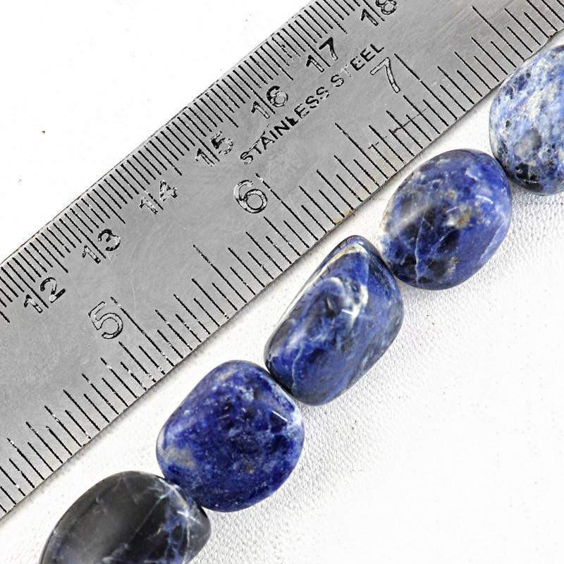 gemsmore:Natural Drilled Blue Sodalite Beads Strand