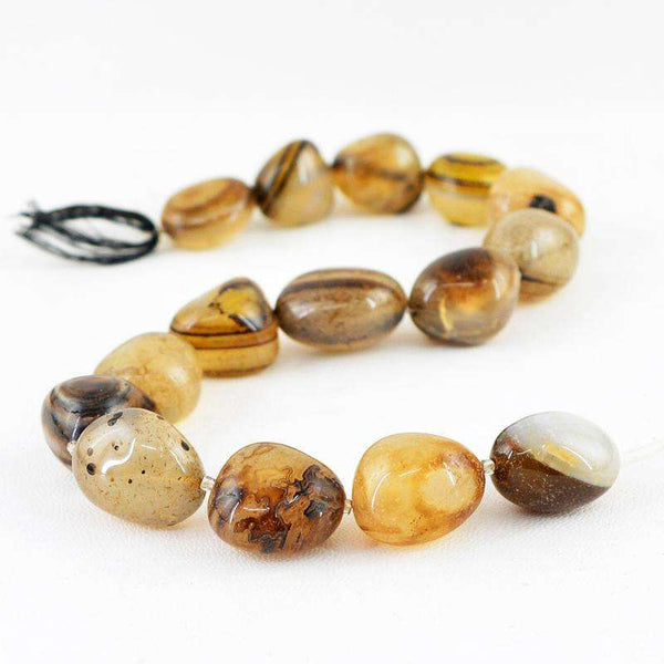 gemsmore:Natural Drilled Brown Onyx Beads Strand