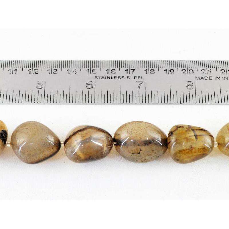 gemsmore:Natural Drilled Brown Onyx Beads Strand