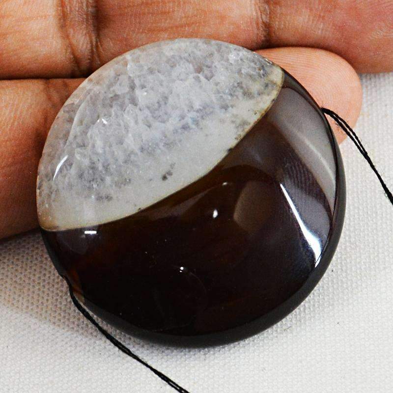 gemsmore:Natural Drilled Brown Onyx Gemstone - Round Shape