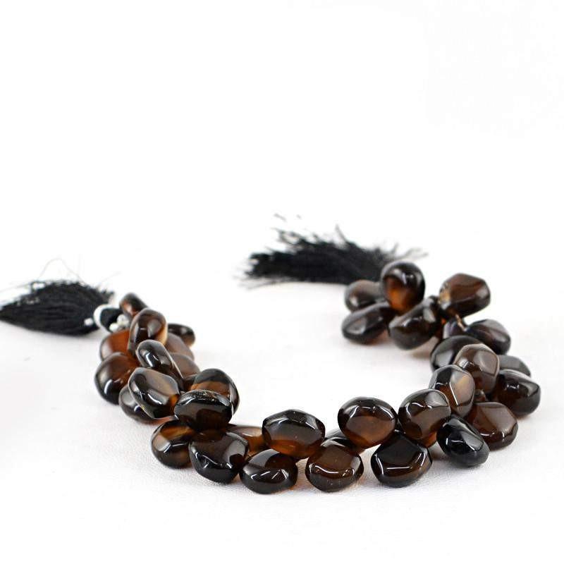 gemsmore:Natural Drilled Brown Onyx Unheated Beads Strand