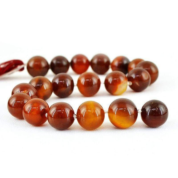 gemsmore:Natural Drilled Brown Onyx Untreated Round Beads Strand