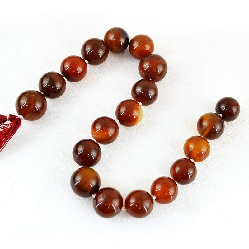 gemsmore:Natural Drilled Brown Onyx Untreated Round Beads Strand