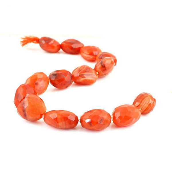 gemsmore:Natural Drilled Faceted Orange Carnelian Beads Strand