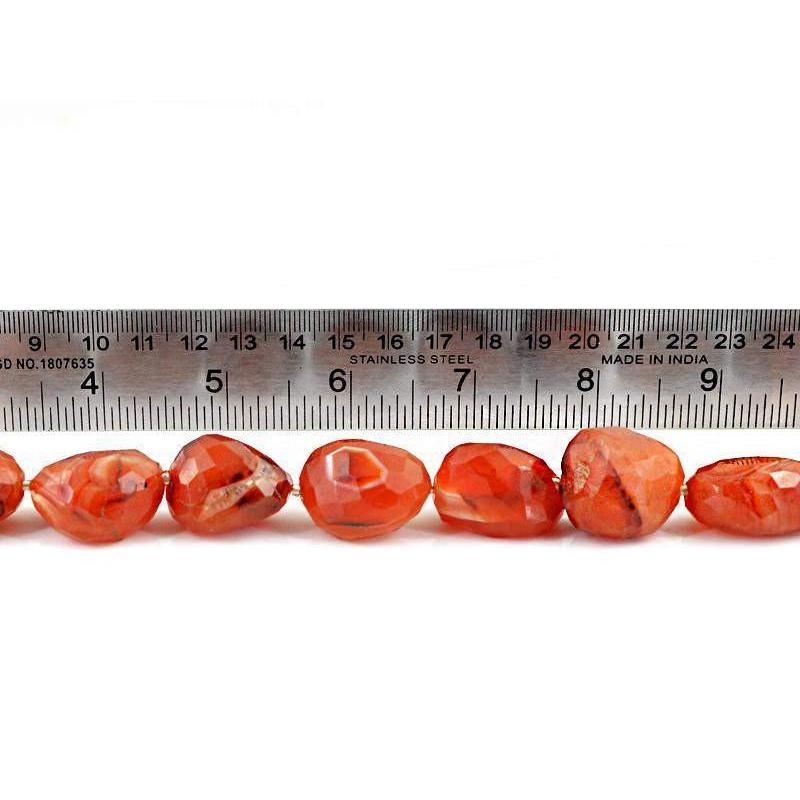 gemsmore:Natural Drilled Faceted Orange Carnelian Beads Strand