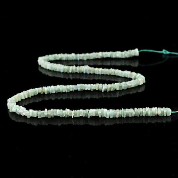 gemsmore:Natural Drilled Green Amazonite Untreated Beads Strand