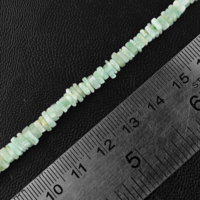 gemsmore:Natural Drilled Green Amazonite Untreated Beads Strand