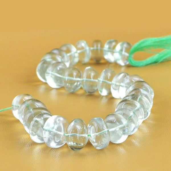 gemsmore:Natural Drilled Green Amethyst Round Shape Beads Strand