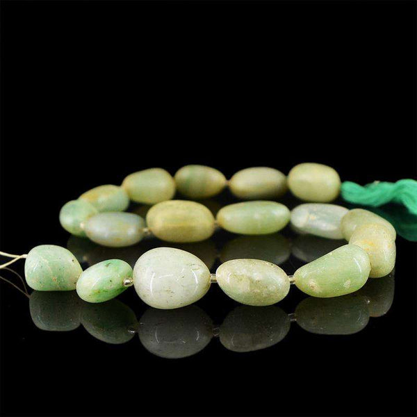 gemsmore:Natural Drilled Green Aventurine Beads Strand
