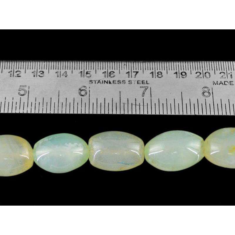 gemsmore:Natural Drilled Green Chalcedony Beads Strand