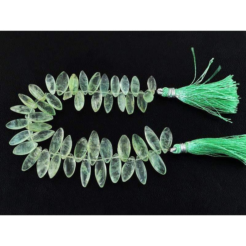 gemsmore:Natural Drilled Green Chalcedony Unheated Beads Strand