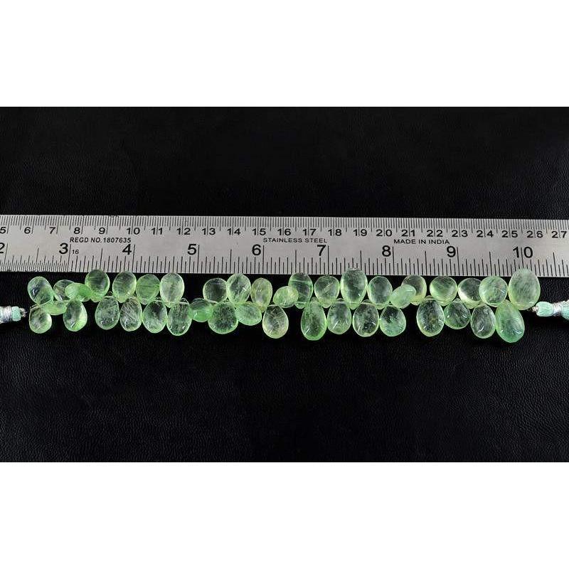 gemsmore:Natural Drilled Green Chalcedony Untreated Beads Strand