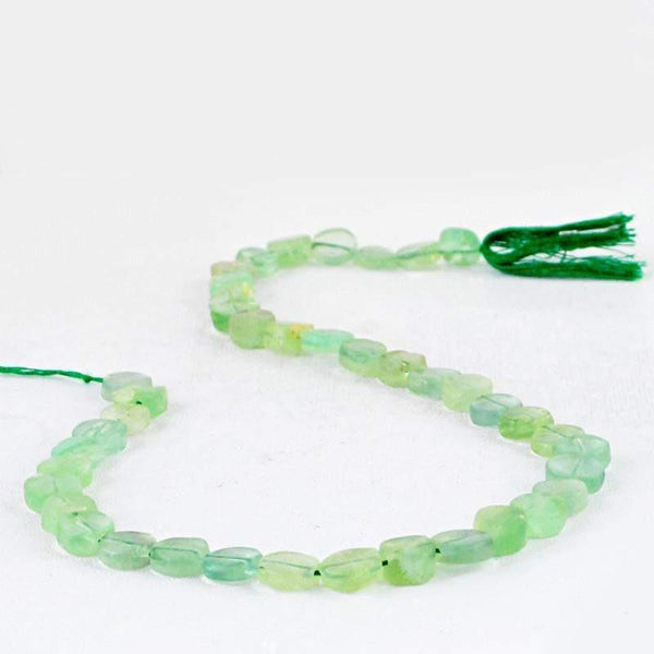 gemsmore:Natural Drilled Green Fluorite Beads Strand