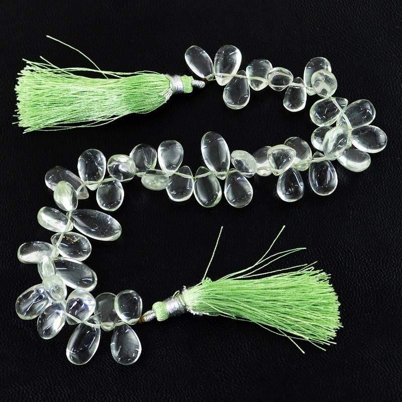 gemsmore:Natural Drilled Green Fluorite Tear Drop Beads Strand
