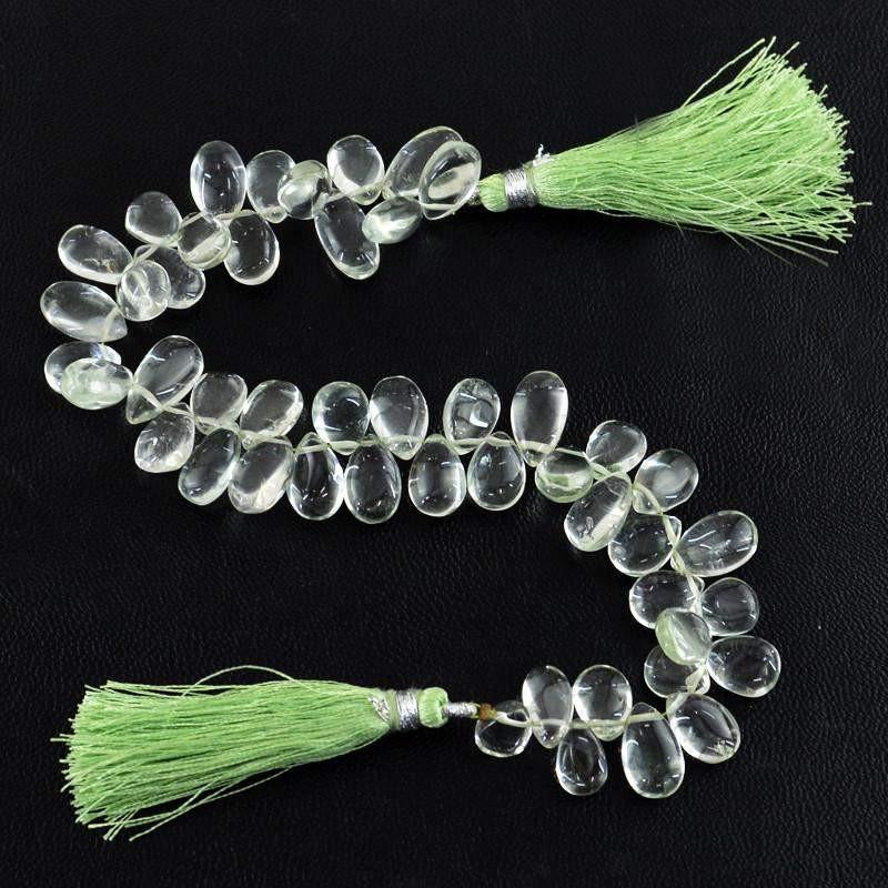 gemsmore:Natural Drilled Green Fluorite Tear Drop Beads Strand