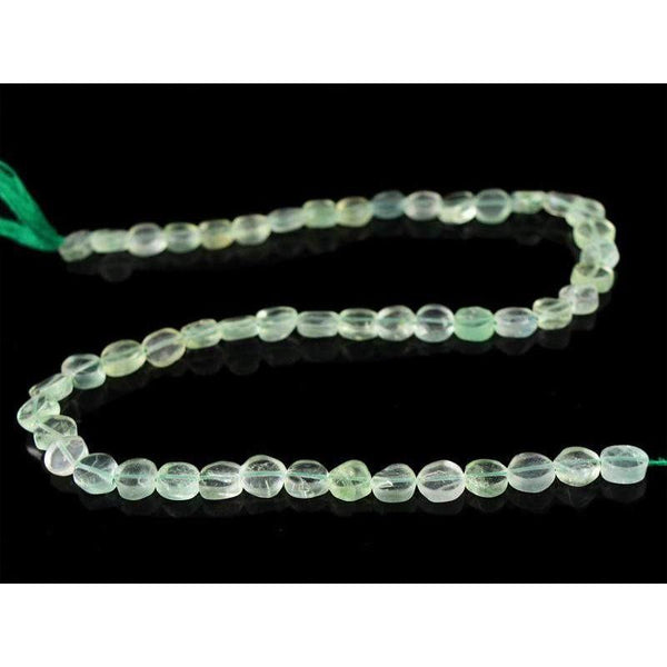 gemsmore:Natural Drilled Green Fluorite Unheated Beads Strand