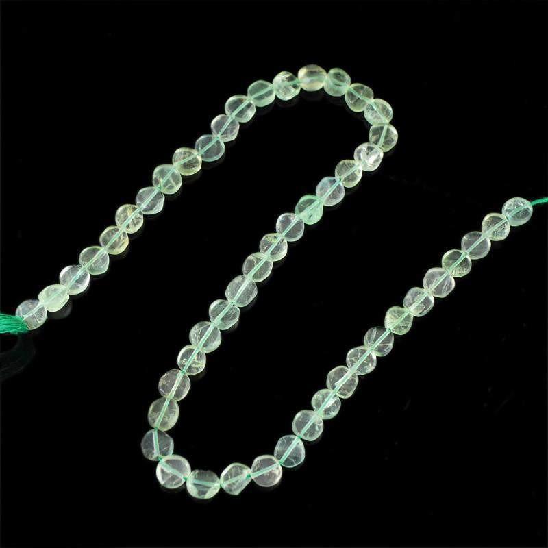 gemsmore:Natural Drilled Green Fluorite Unheated Beads Strand