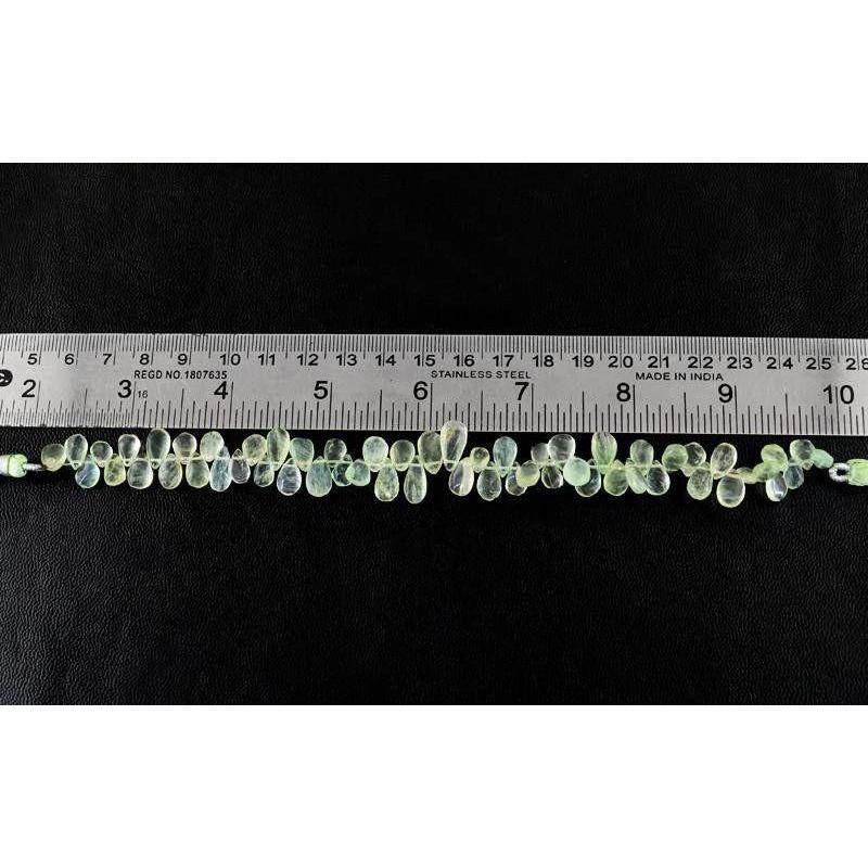 gemsmore:Natural Drilled Green Fluorite Untreated Beads Strand