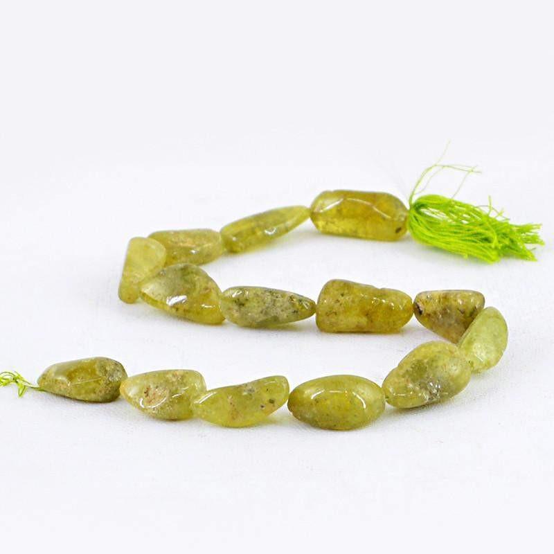 gemsmore:Natural Drilled Green Garnet Beads Strand