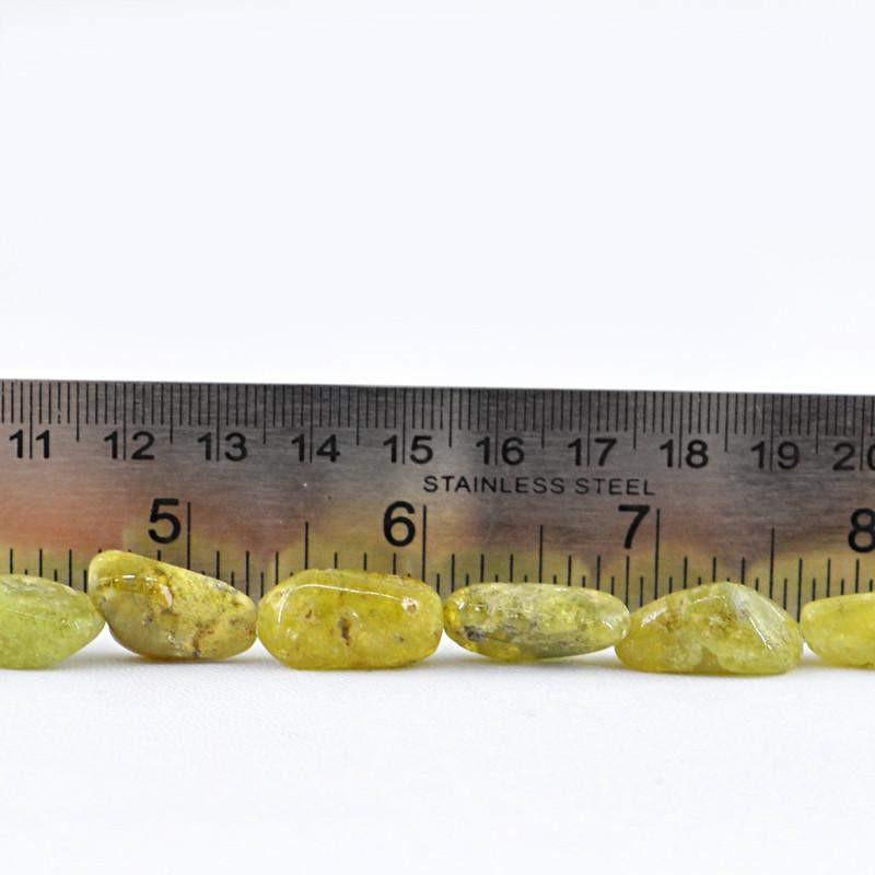 gemsmore:Natural Drilled Green Garnet Beads Strand