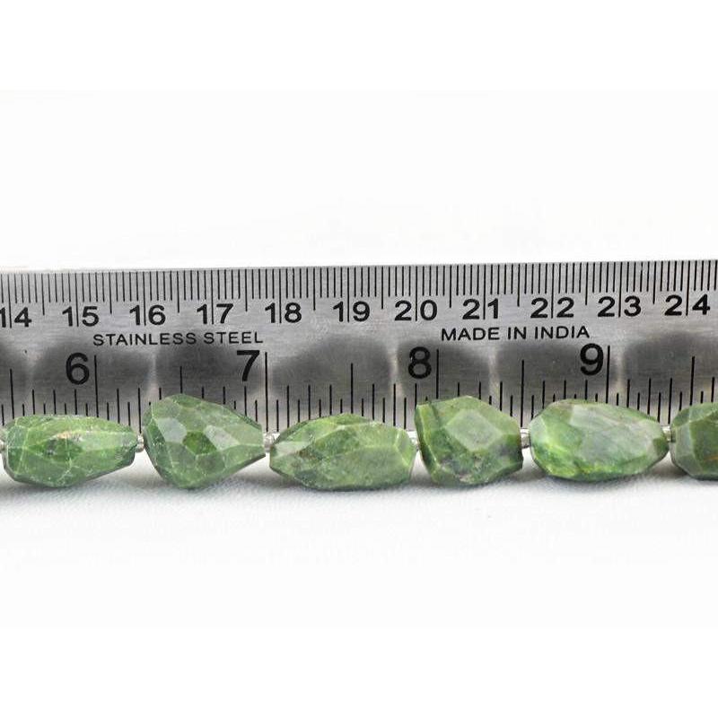 gemsmore:Natural Drilled Green Jasper Faceted Beads Strand