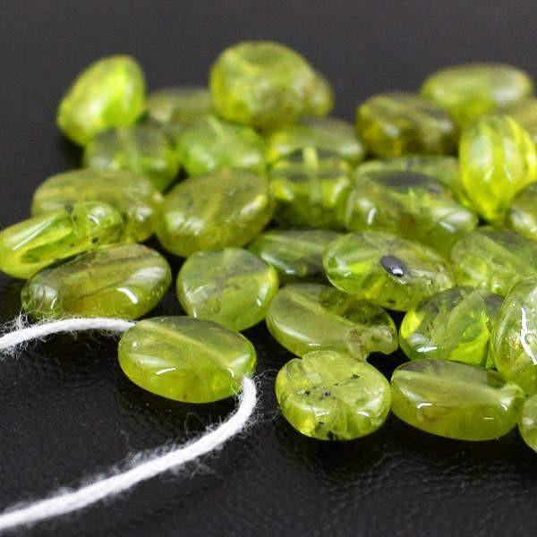 gemsmore:Natural Drilled Green Peridot Oval Shape Beads Lot